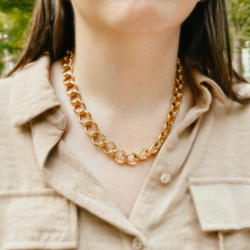Vintage - 1980s Monet Gold Tone Chain Link Necklace